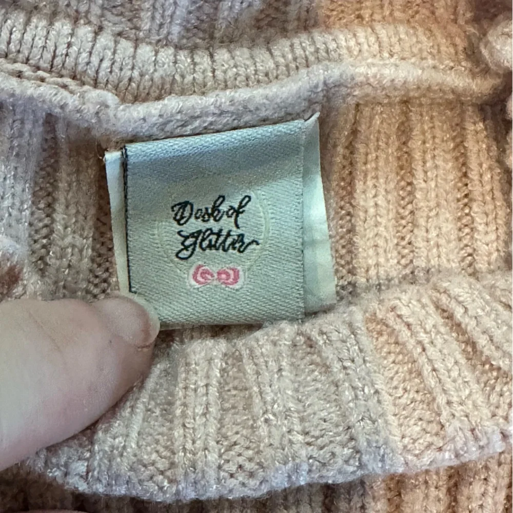 Dash of Glitter Ruffled Pink Girls Sweater with Cut Out Shoulders size XSmall